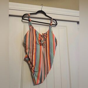 Striped Multicolor Swimsuit - Plus Size
